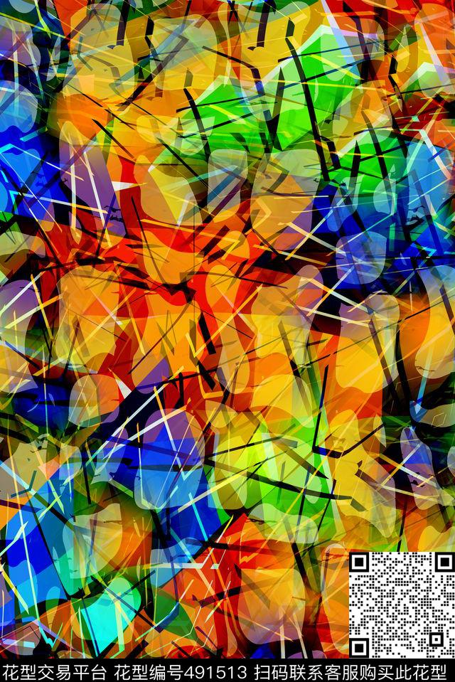 百搭波普艺术划痕数码印花华亿平台下载（图片编号: 491513） - 瓦栏（Walan）