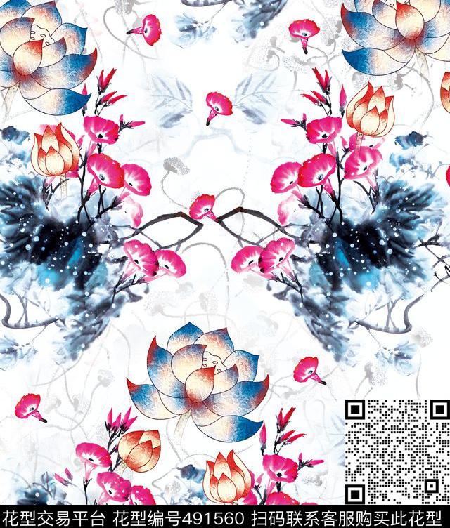 水彩数码1色数码印花华亿平台下载（图片编号: 491560） - 瓦栏（Walan）