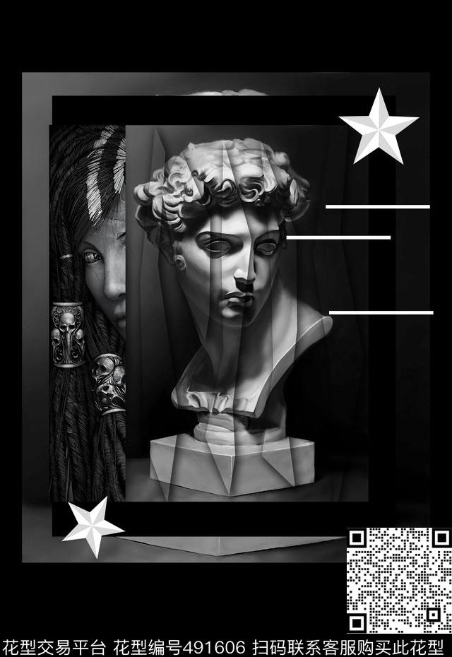 T恤卫衣夹克潮流时尚大卫切割数码印花华亿平台下载（图片编号: 491606） - 瓦栏（Walan）