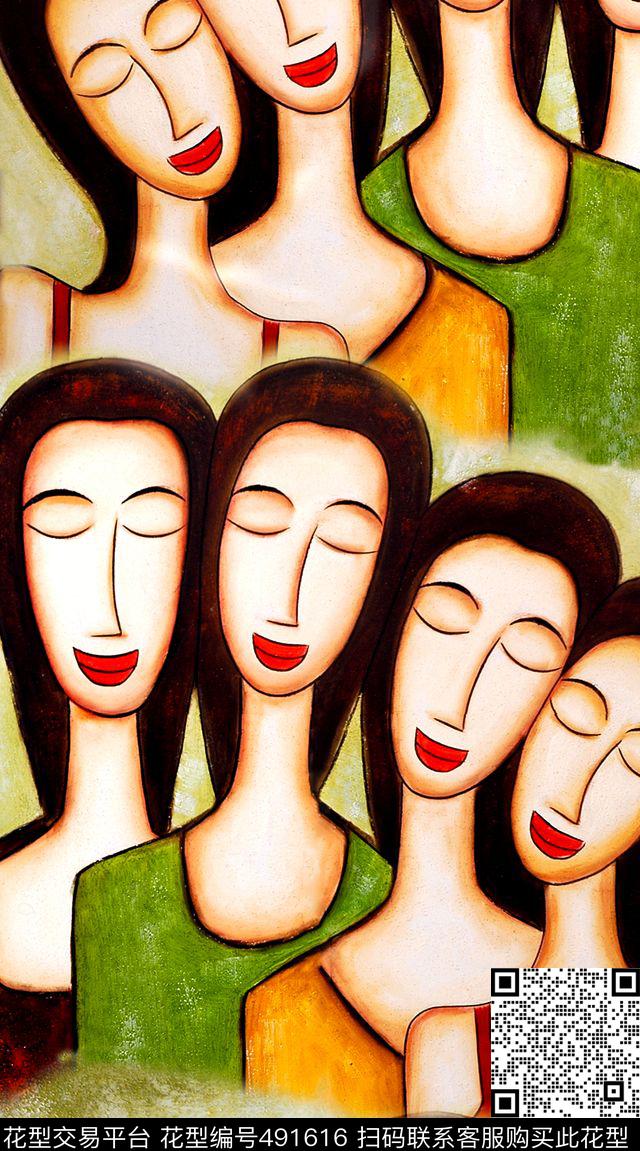 人物像头像半身像人物卡通数码印花华亿平台下载（图片编号: 491616） - 瓦栏（Walan）