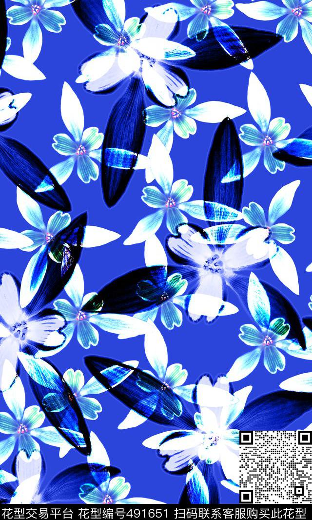 自然清新花朵兰花数码印花华亿平台下载（图片编号: 491651） - 瓦栏（Walan）
