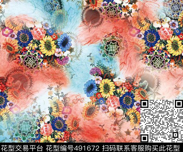 中国风数码1色数码印花华亿平台下载（图片编号: 491672） - 瓦栏（Walan）