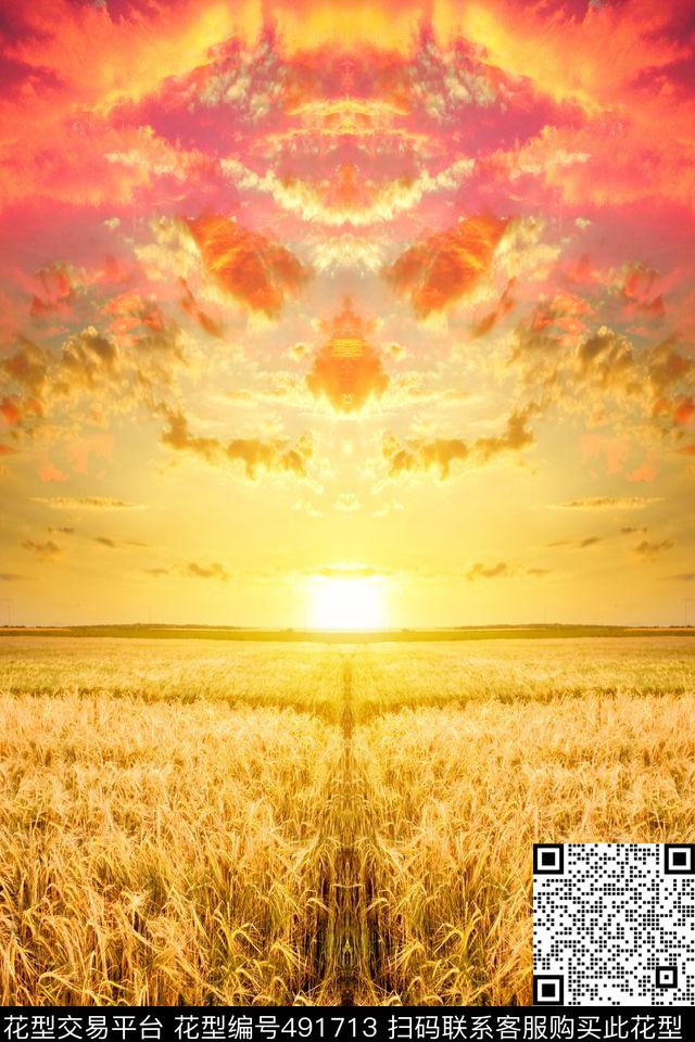 定位风景黄昏数码印花华亿平台下载（图片编号: 491713） - 瓦栏（Walan）