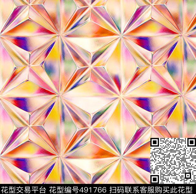 流行时尚几何幻彩花纹欧美数码印花华亿平台下载（图片编号: 491766） - 瓦栏（Walan）