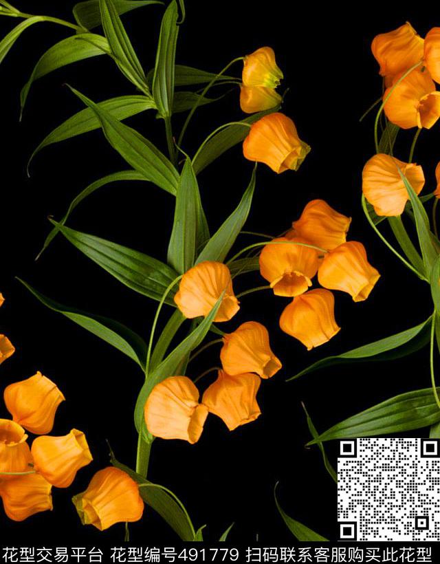 流行时尚灯笼花欧美数码印花华亿平台下载（图片编号: 491779） - 瓦栏（Walan）