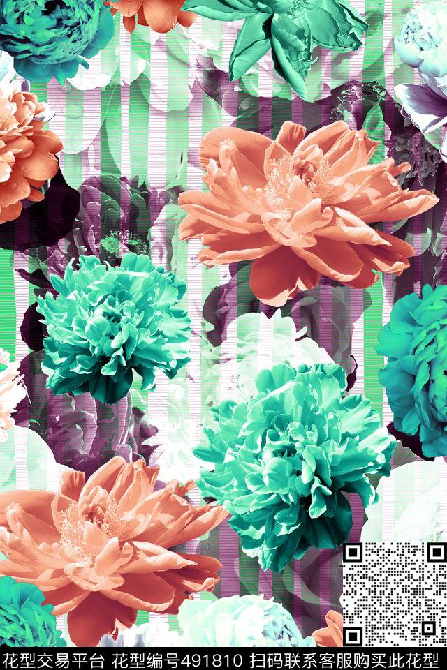 花朵时尚花卉数码印花华亿平台下载（图片编号: 491810） - 瓦栏（Walan）