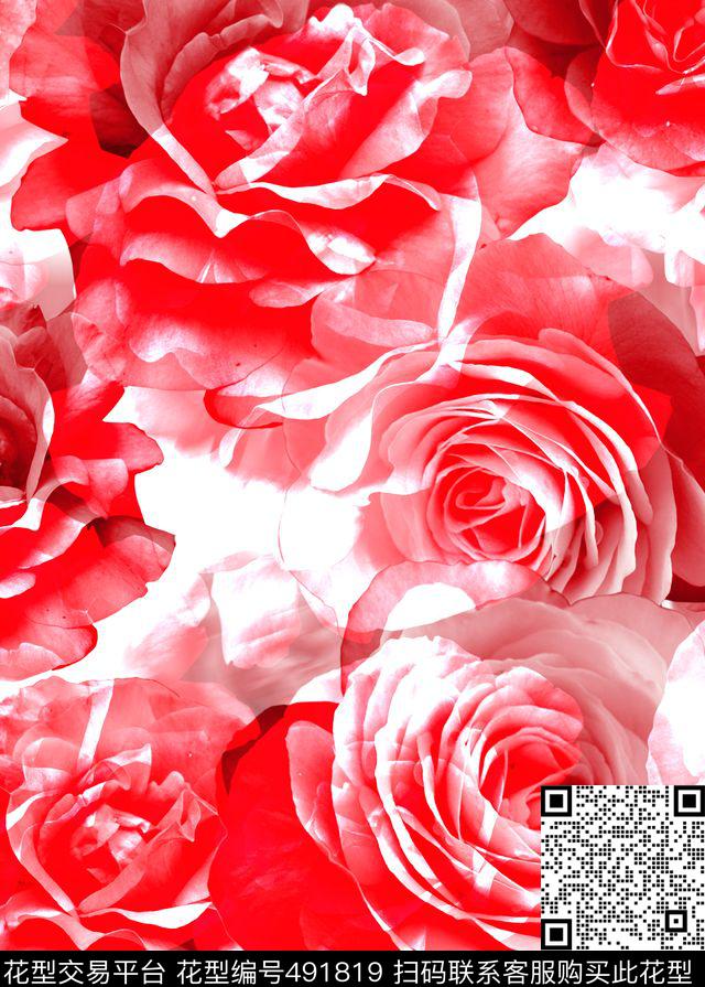 梦幻唯美花卉月季大牌女士数码印花华亿平台下载（图片编号: 491819） - 瓦栏（Walan）