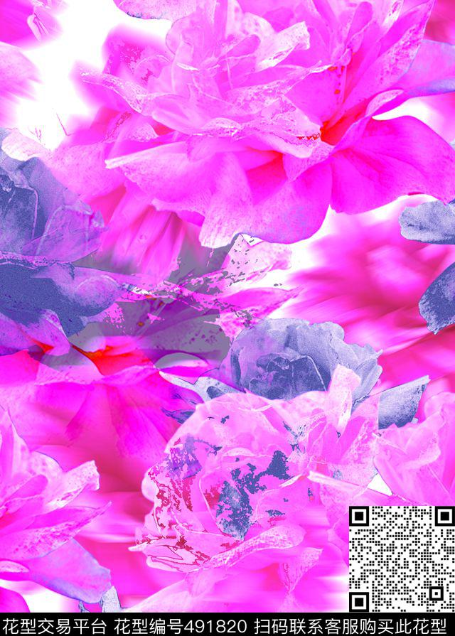 抽象唯美玫瑰花卉女士休闲装数码印花华亿平台下载（图片编号: 491820） - 瓦栏（Walan）