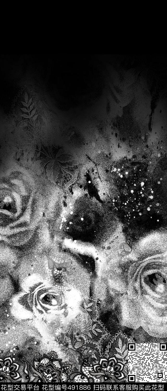 长裙花卉蕾丝传统印花华亿平台下载（图片编号: 491886） - 瓦栏（Walan）