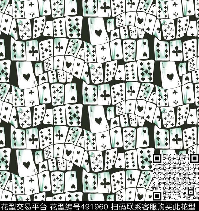扑克牌底纹扑克牌几何数码印花华亿平台下载（图片编号: 491960） - 瓦栏（Walan）