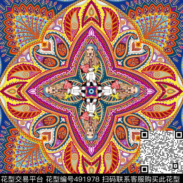 几何潮流大牌民族风花纹数码印花华亿平台下载（图片编号: 491978） - 瓦栏（Walan）