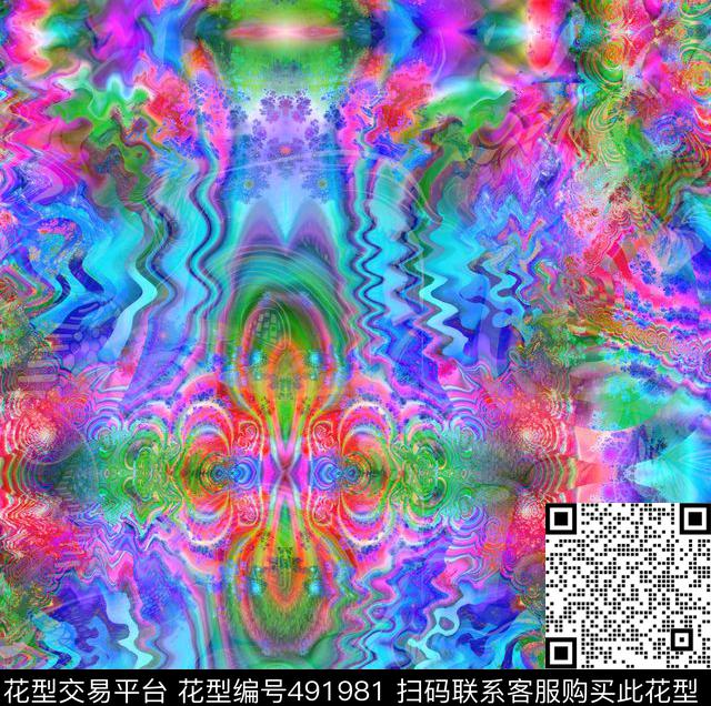 风景潮流大牌复古风景扎染数码印花华亿平台下载（图片编号: 491981） - 瓦栏（Walan）