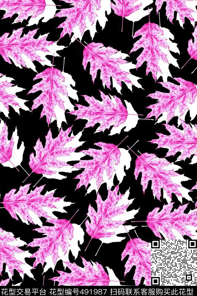 冲锋衣绿色植物秋冬数码印花华亿平台下载（图片编号: 491987） - 瓦栏（Walan）