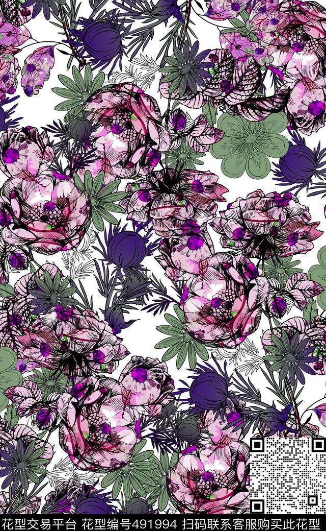 窗帘布花卉女装连衣裙家纺数码印花华亿平台下载（图片编号: 491994） - 瓦栏（Walan）