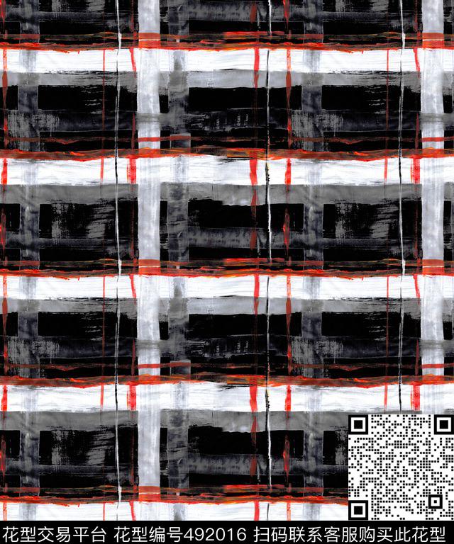 格子几何手绘数码印花华亿平台下载（图片编号: 492016） - 瓦栏（Walan）
