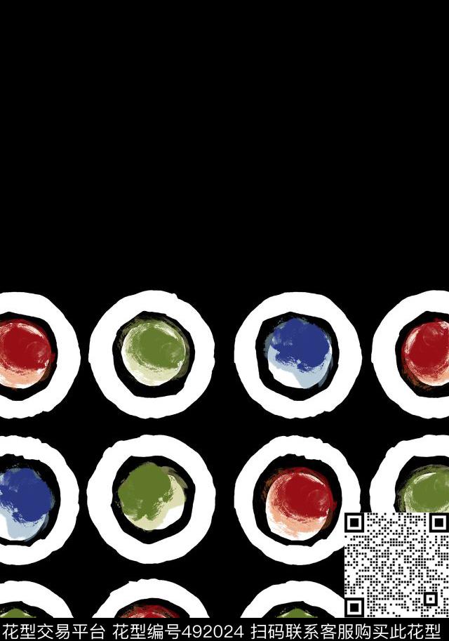 定位圆水彩数码印花华亿平台下载（图片编号: 492024） - 瓦栏（Walan）