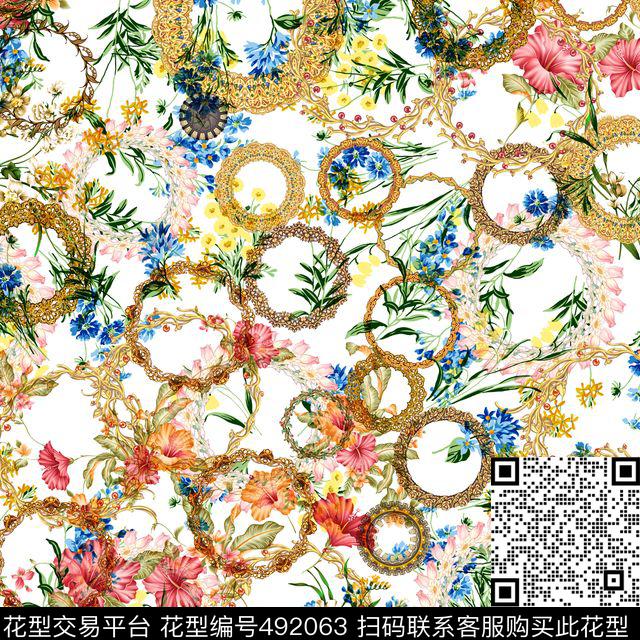 抽象花叶子数码印花华亿平台下载（图片编号: 492063） - 瓦栏（Walan）