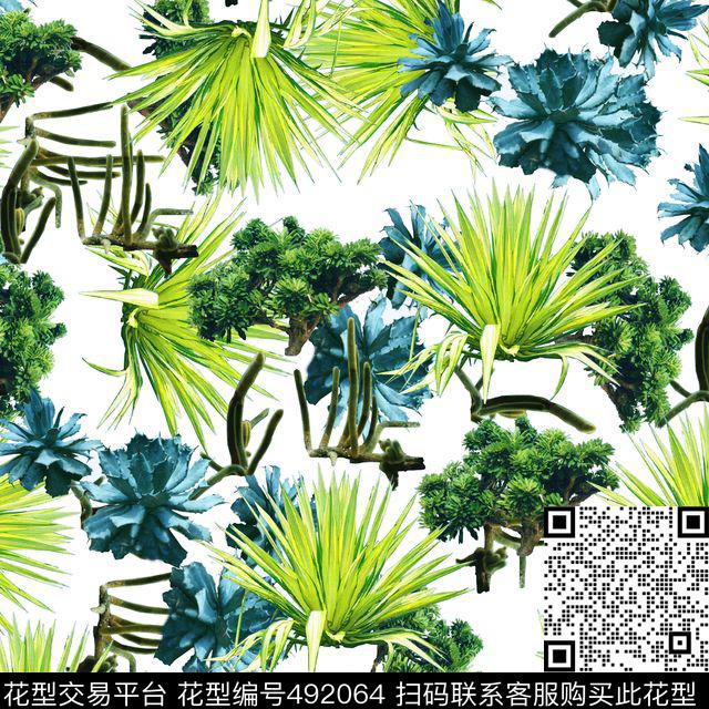 抽象叶子花数码印花华亿平台下载（图片编号: 492064） - 瓦栏（Walan）