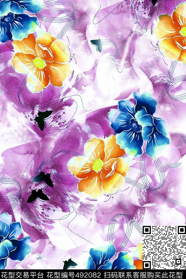 花卉时尚数码数码印花华亿平台下载（图片编号: 492082） - 瓦栏（Walan）