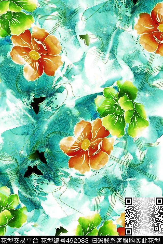 花卉时尚数码数码印花华亿平台下载（图片编号: 492083） - 瓦栏（Walan）