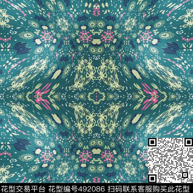 抽象花纹组合数码印花华亿平台下载（图片编号: 492086） - 瓦栏（Walan）