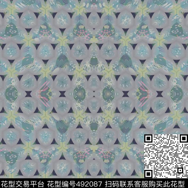 几何组合图案数码印花华亿平台下载（图片编号: 492087） - 瓦栏（Walan）
