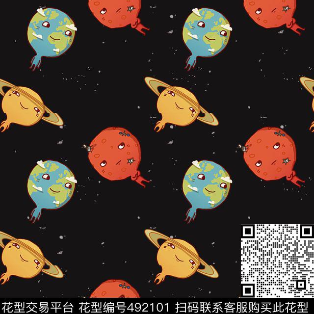 卡通可爱星球传统印花华亿平台下载（图片编号: 492101） - 瓦栏（Walan）