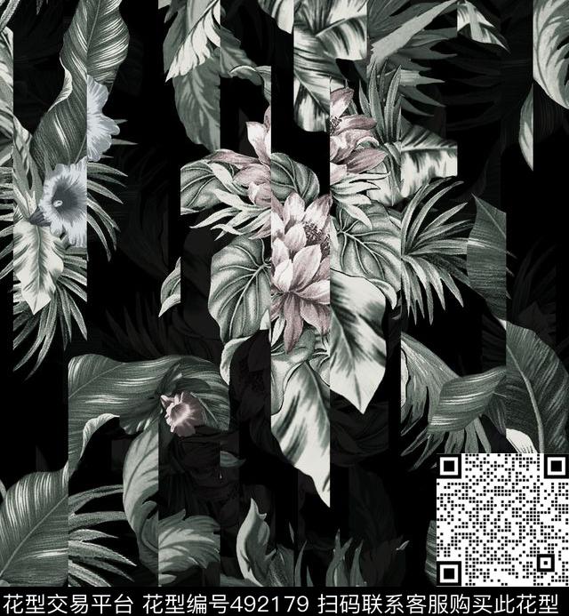 潮流时尚切割手绘时尚男装数码印花华亿平台下载（图片编号: 492179） - 瓦栏（Walan）