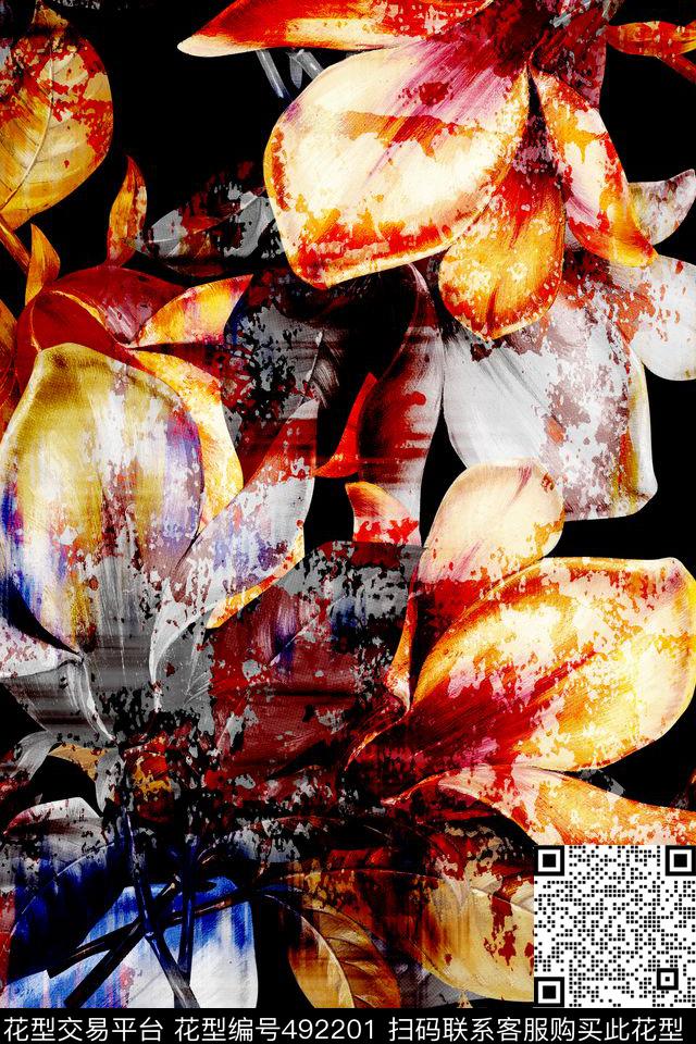 大牌花卉复古数码印花华亿平台下载（图片编号: 492201） - 瓦栏（Walan）