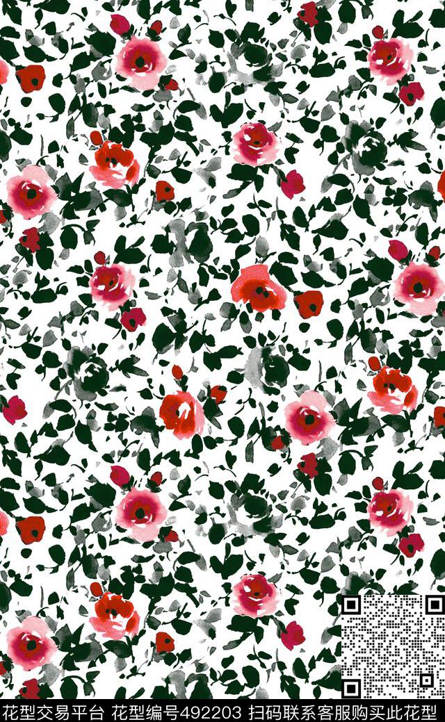 中国风水墨手绘数码印花华亿平台下载（图片编号: 492203） - 瓦栏（Walan）