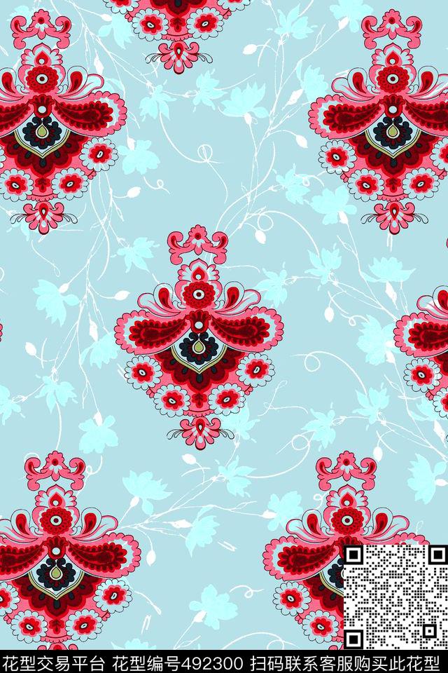T恤创意服装面料花卉数码印花华亿平台下载（图片编号: 492300） - 瓦栏（Walan）