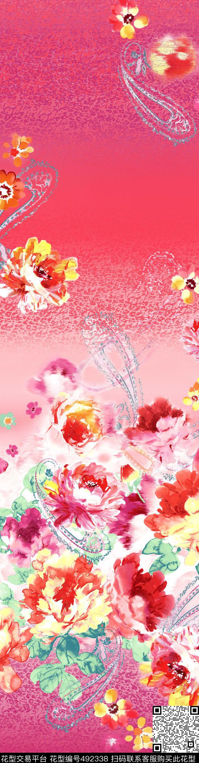 时尚花卉火腿纹数码印花华亿平台下载（图片编号: 492338） - 瓦栏（Walan）