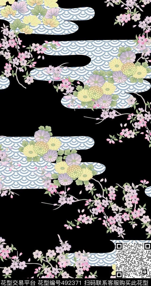 花简约中国风数码印花华亿平台下载（图片编号: 492371） - 瓦栏（Walan）