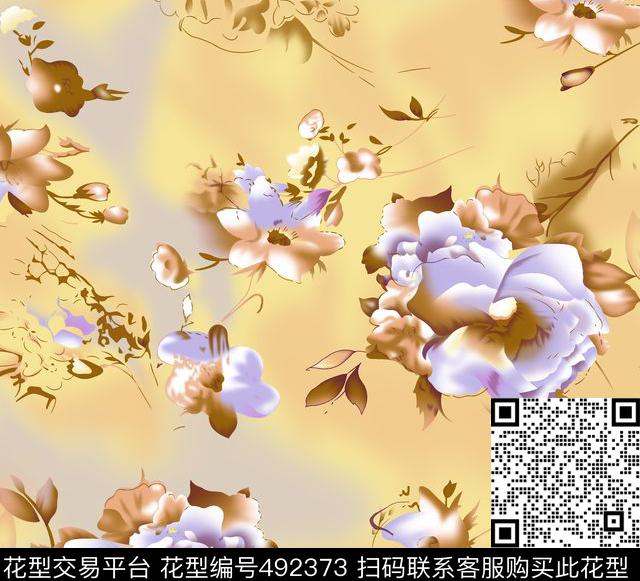 简约中国风花数码印花华亿平台下载（图片编号: 492373） - 瓦栏（Walan）