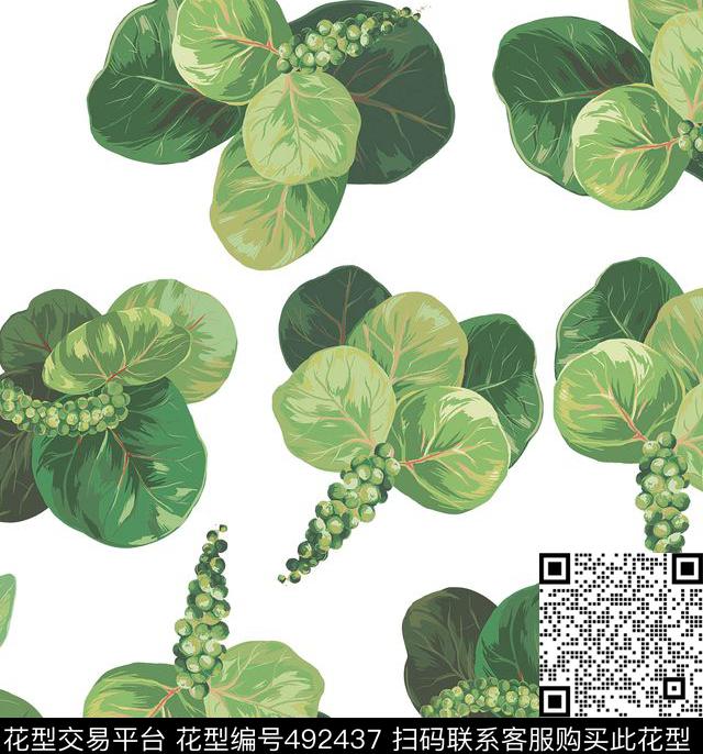 大叶果实绿叶华亿平台家纺沙发女装华亿平台数码印花华亿平台下载（图片编号: 492437） - 瓦栏（Walan）