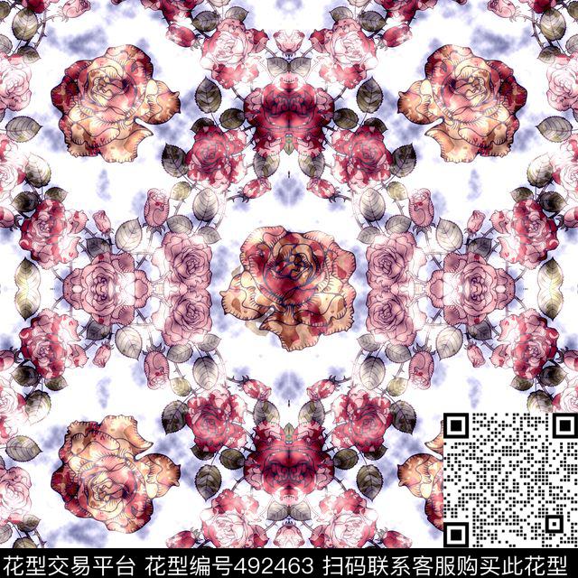 格子时尚花卉数码印花华亿平台下载（图片编号: 492463） - 瓦栏（Walan）