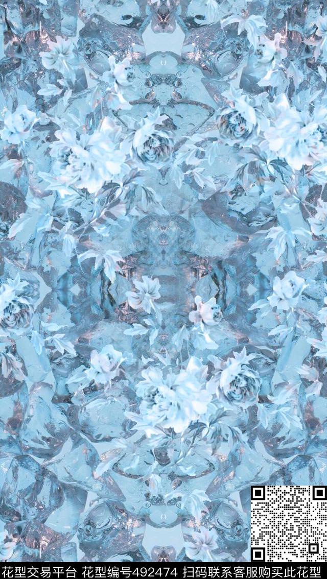 衬衫抽象冰块创意服装面料数码印花华亿平台下载（图片编号: 492474） - 瓦栏（Walan）