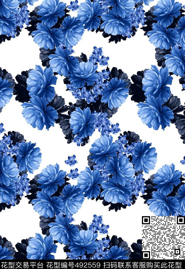 欧美花卉潮流数码印花华亿平台下载（图片编号: 492559） - 瓦栏（Walan）