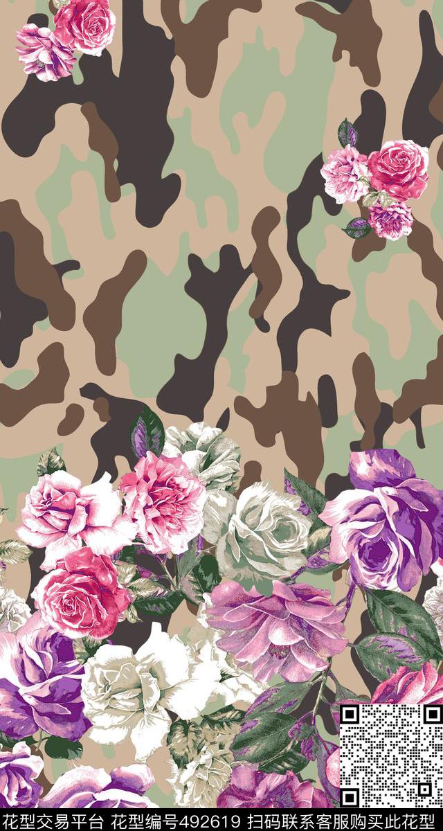 数码定位花卉迷彩花卉数码印花华亿平台下载（图片编号: 492619） - 瓦栏（Walan）