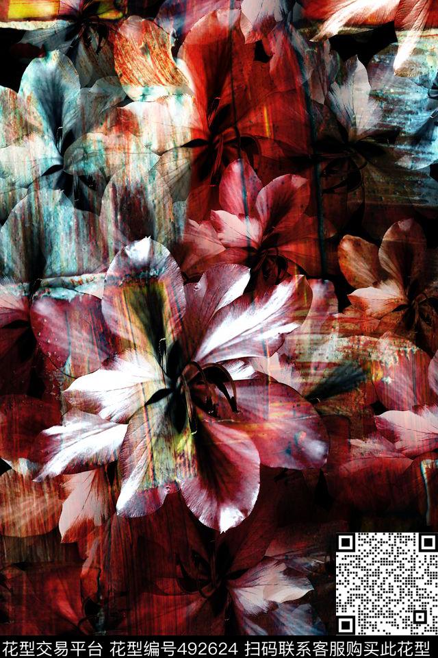 大牌花卉肌理数码印花华亿平台下载（图片编号: 492624） - 瓦栏（Walan）