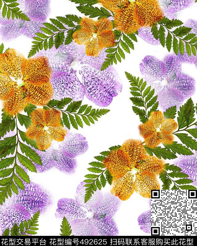 植物花卉蕨类孢子数码印花华亿平台下载（图片编号: 492625） - 瓦栏（Walan）