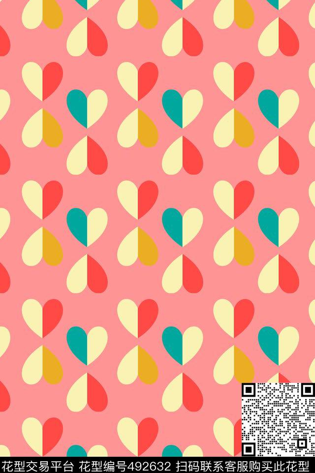 卡通彩虹色爱心传统印花华亿平台下载（图片编号: 492632） - 瓦栏（Walan）