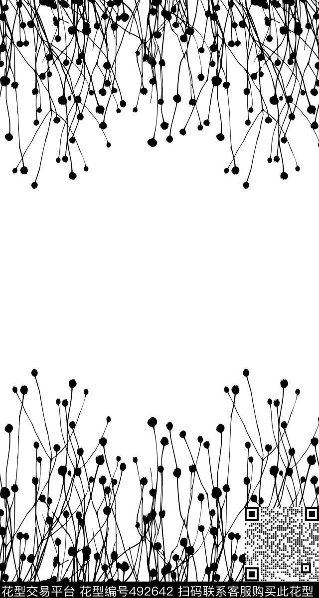 传统印花花卉剪影花卉传统印花华亿平台下载（图片编号: 492642） - 瓦栏（Walan）