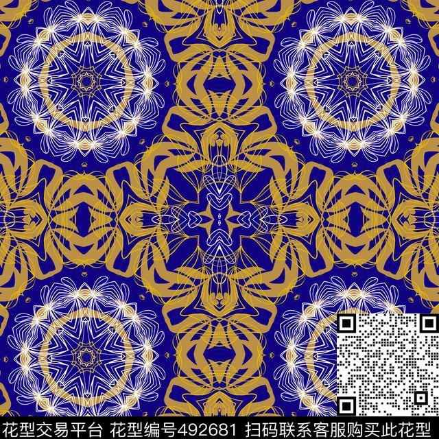 几何花纹组合传统印花华亿平台下载（图片编号: 492681） - 瓦栏（Walan）