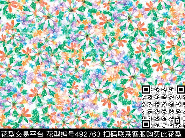 原创花卉浪漫数码印花华亿平台下载（图片编号: 492763） - 瓦栏（Walan）