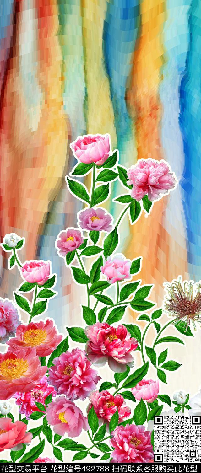 定位女装定位女装彩底玫瑰数码印花华亿平台下载（图片编号: 492788） - 瓦栏（Walan）