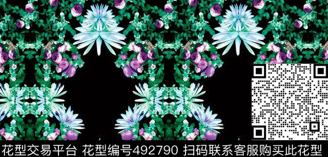 原创优雅花卉数码印花华亿平台下载（图片编号: 492790） - 瓦栏（Walan）