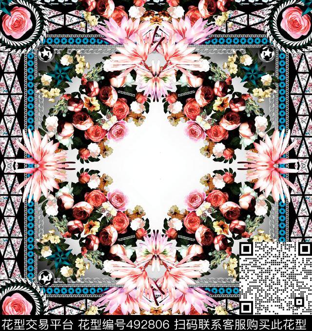 原创花卉民族数码印花华亿平台下载（图片编号: 492806） - 瓦栏（Walan）