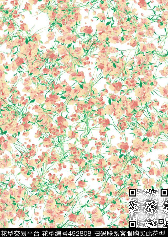 花简约中国风数码印花华亿平台下载（图片编号: 492808） - 瓦栏（Walan）