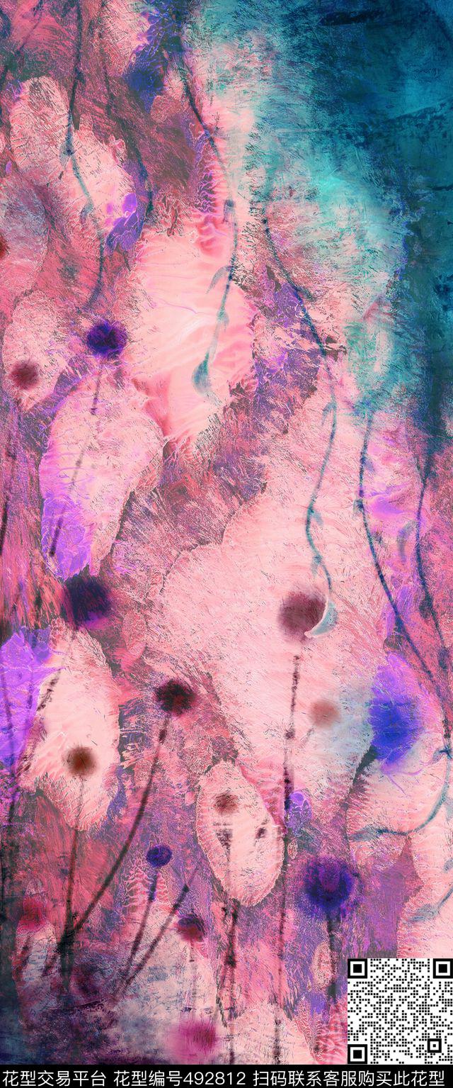 肌理泼墨时尚流行数码印花华亿平台下载（图片编号: 492812） - 瓦栏（Walan）